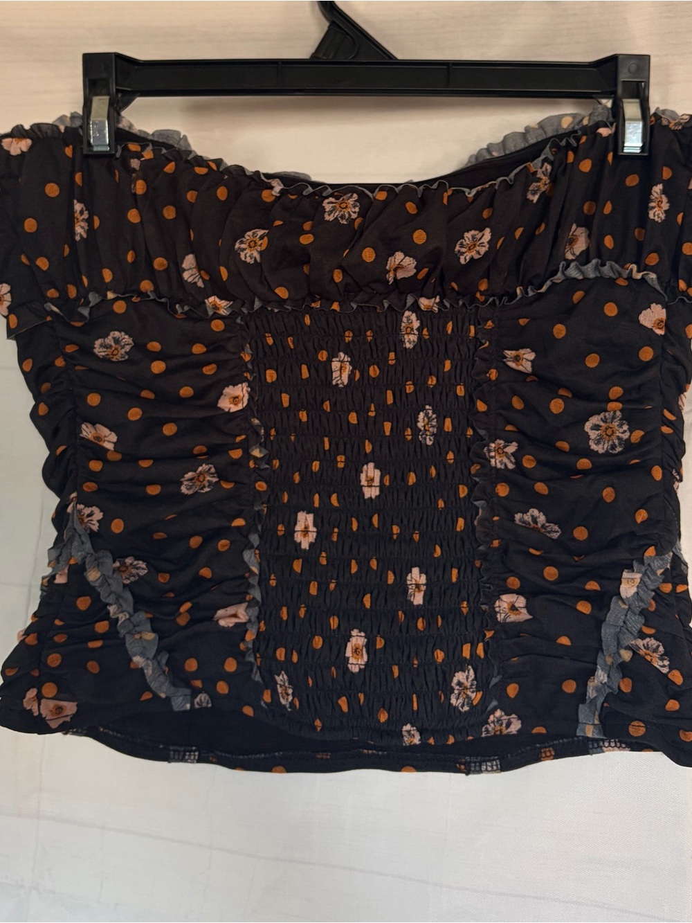 Free People Ruched Floral Polka Dot Tube Top Y2K Boho NWOT Size M - Picture 3 of 5